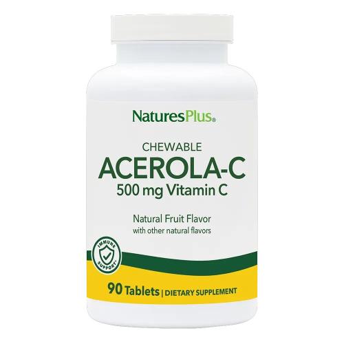 Natures Plus Chewable Acerola-C Complex 500mg Vitamin C Συμπλήρωμα Διατροφής για την Ενίσχυση του Ανοσοποιητικού 90tabs